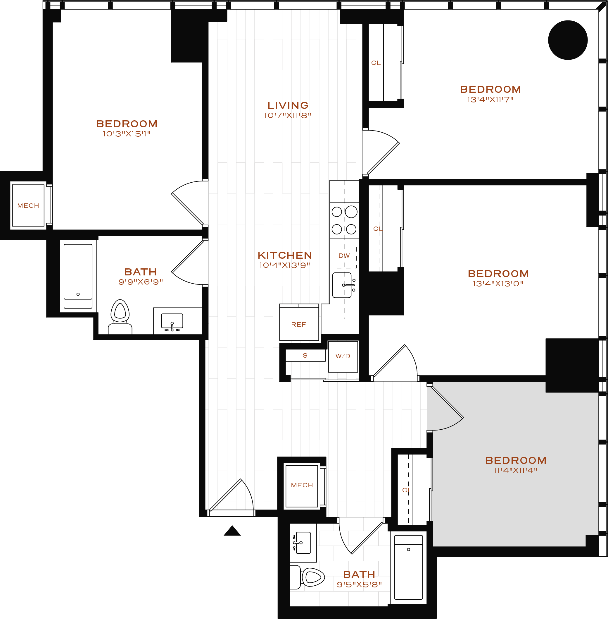 Rendering of the Co-Living LT-08 Bedroom 4 Floor Plan